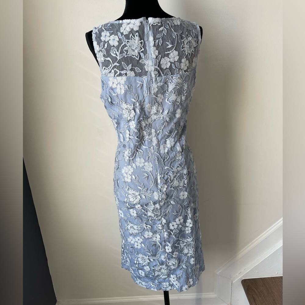 Elegant Carolina Blue sequined Floral embellished Dress - Picture 6 of 7
